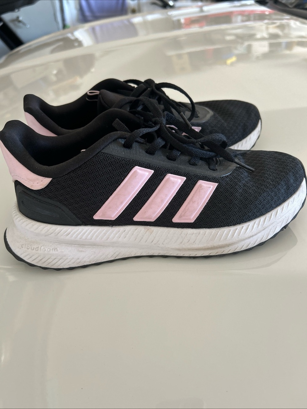 adidas Black Sneakers with Light Pink Three-Stripes